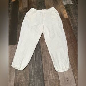 HALSTON Womens size XL ivory Linen Blend 4-Pocket Boho Resort Pants